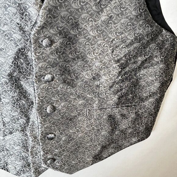 Carrot & Gibbs Men's Silver Gray 100% Silk Paisley Hand-Crafted Suit Vest Sz 42 - Picture 5 of 14